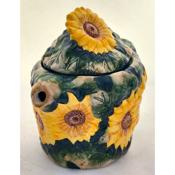 TEAPOT/WORLD BAZAAR-Sunflowers-Green-Floral-Garden-Holds 3 Cups - Picture 2 of 10